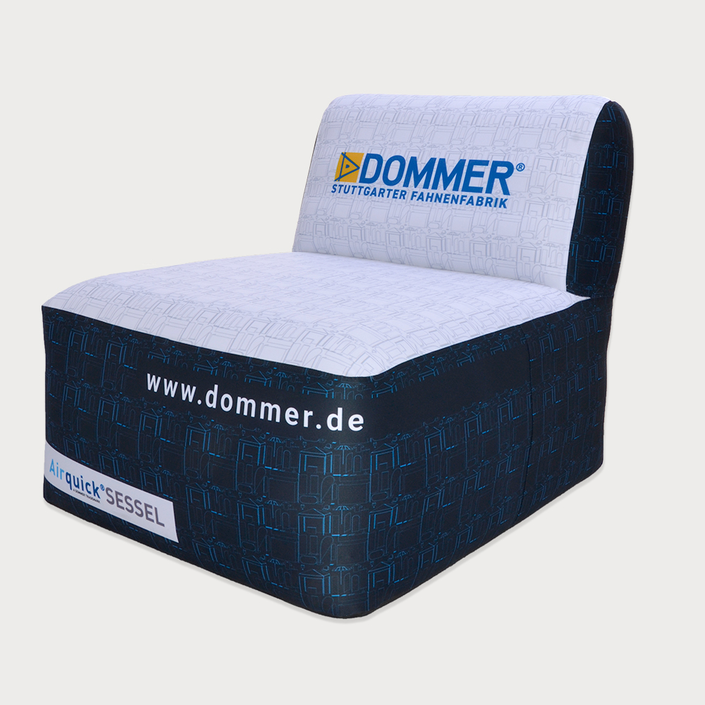 Airquick Outdoor-Sessel mit blau bedruckter Bespannung  