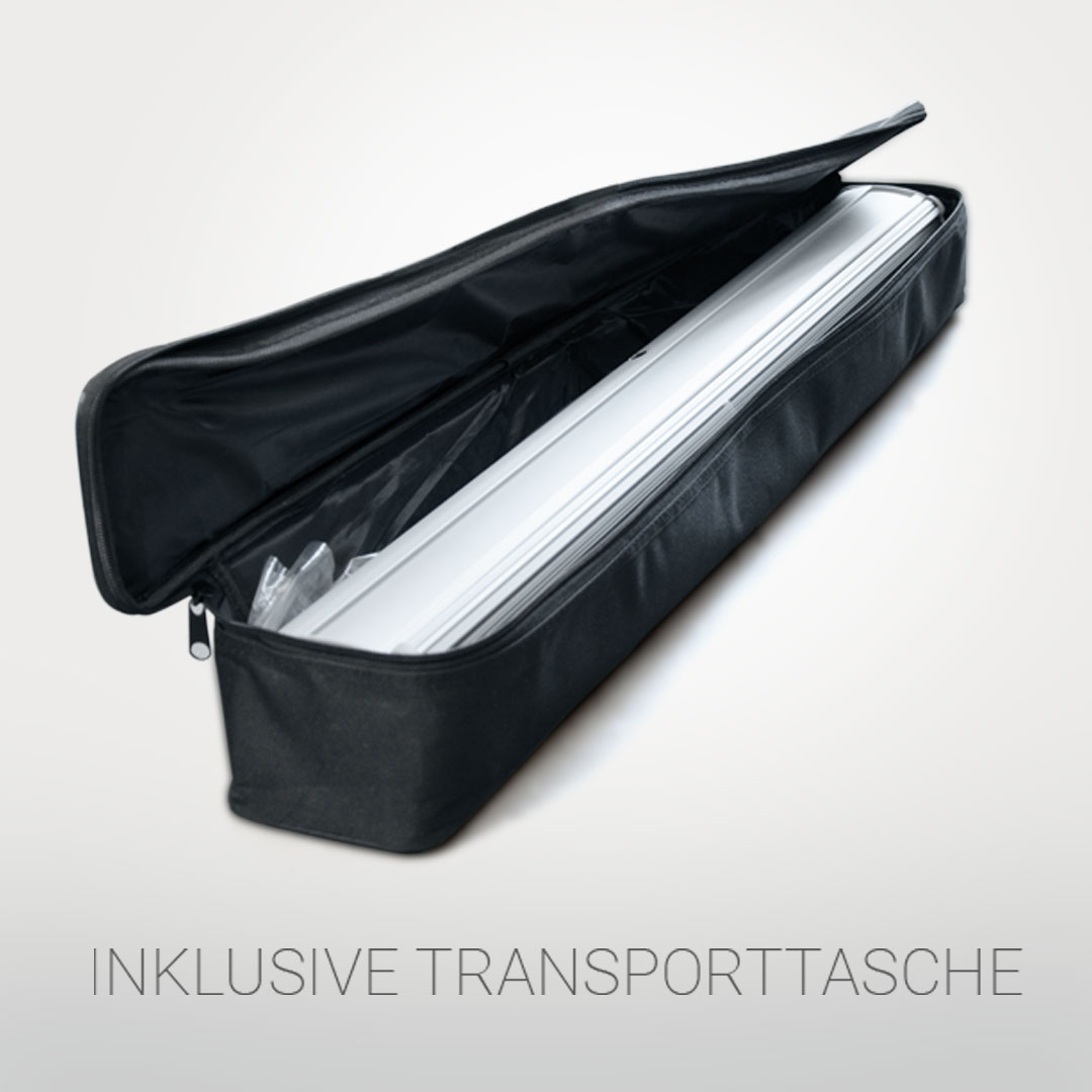 schwarze RollUp Basic Transporttasche mit geöffnetem Reißverschluss.