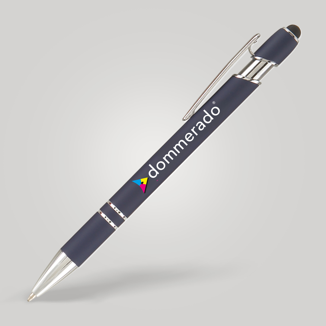 Der Kugelschreiber ist in der Farbe Dunkelblau erhältlich.